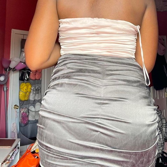 peach and brown sorority formal dress - Picture 3 of 4